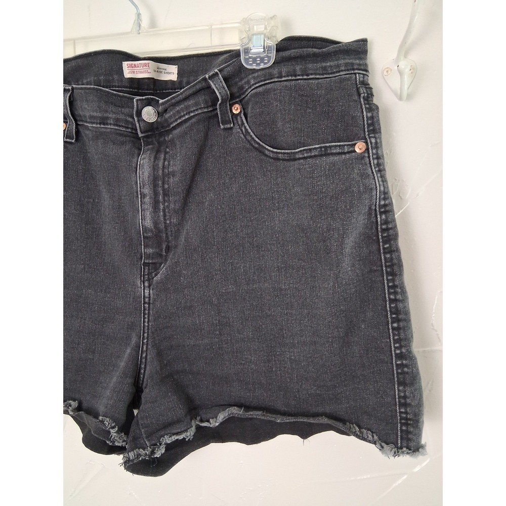 Signature Levi Strauss Black‎ Jean Shorts High Rise Womens Size 18 Grunge 90s - Picture 4 of 7